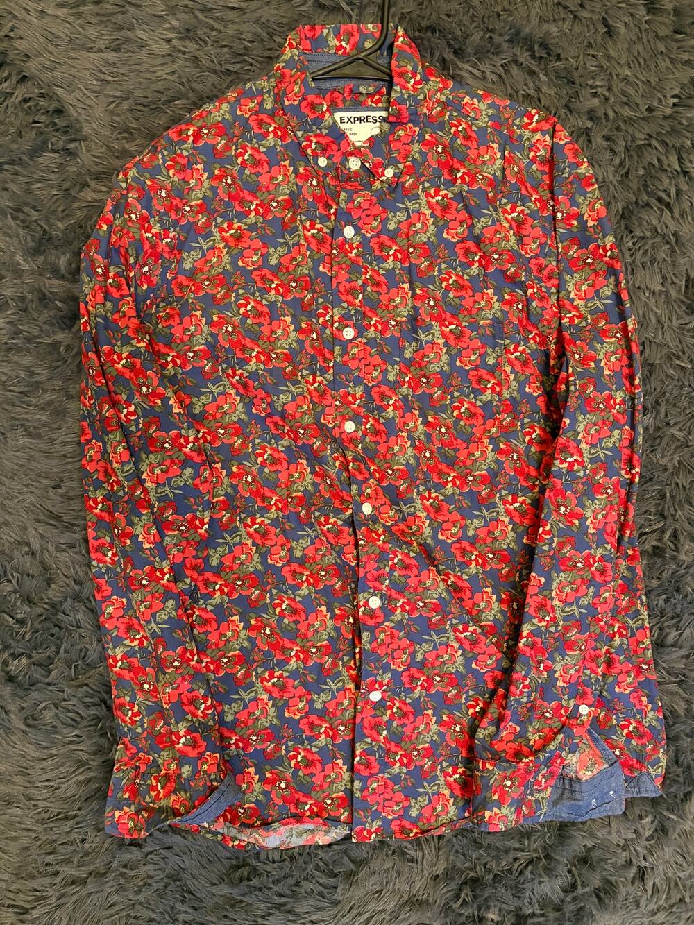 Express Men Floral Button-Down Shirt, Size L